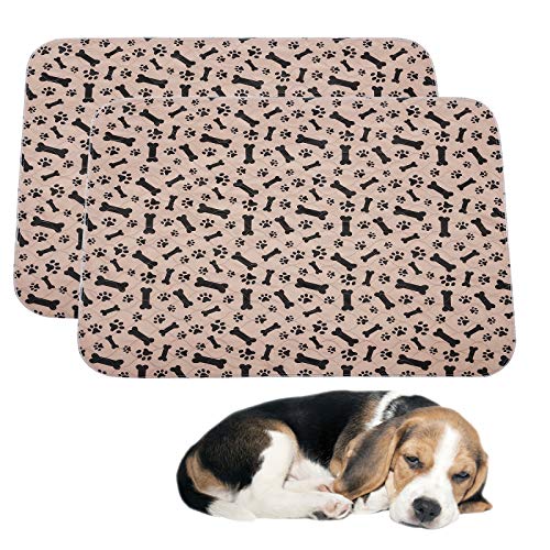 Geyecete Waterproof Dog Mat Non-Slip 2 Pack Puppy Potty Training Pads - Washable Pee Pads for Dogs Reusable Whelping Pads for Dog Crate 80x89cm-M