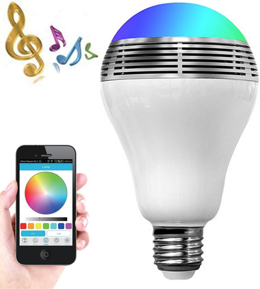 Bluetooth Light Bulb Speaker, Dimmable Smart Changing Color Music Lamp E27/E26 RGB Wireless LED Night Light Stereo IOS, Android APP Control for Home,Stage,Party Decor,Gifts [Energy Class A+++]