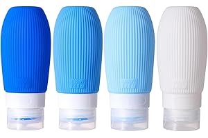 DEPOZA 3.4oz TSA-Approved Squeezable Silicone Travel Bottles - Leak-Proof, BPA-Free Containers for Shampoo, Conditioner, Lotion (4-Pack)