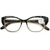 V.W.E. Women Cateye Progressive Clear Bifocal Reading glasses - No Line or Bubble - Zero Power on Top