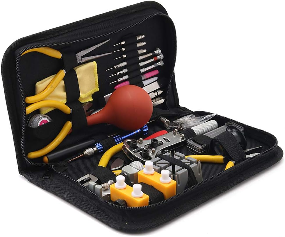Professional Watch Repair Tool Kit - Watchmaker Tool Kit, Including Watch Back Case Holder Opener Link Remover Spring Bar Tool Set and More, Storaged in Carry Case (141pcs): Home Improvement