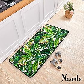 Naanle Palm Leaf Kitchen Floor Mat Watercolor Tropical Leaf Non Slip Absorbent Comfort Standing Mat Kitchen Runner Rug… 61ZUre67TqL