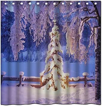 starfishwaterproof cortina de ducha de tela, 72 x 182.9 cm, christmas