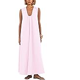 Ziesexy Flowy Maxi Dress for Women 2026 Sleeveless Summer Sundresses Resort Beach Casual Cotton Long Dress with Pockets