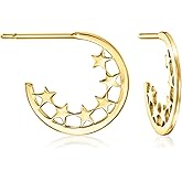 Pure Collection by Ross-Simons Italian 14kt Yellow Gold Star C-Hoop Earrings