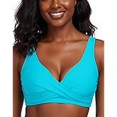 Ocean Blues Women's V-Neck Bikini Top Crisscross Front Bikini Top for Women Underwire Bathing Suit Top