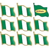 12/24/50/100Pcs Nigeria Flag Lapel Pins Bulk - Metal Nigerian National Lapel Pin