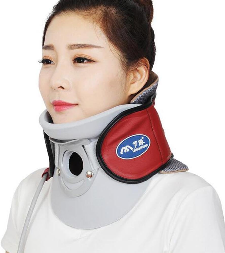 Neck Traction Device,Cervical Support Inflatable Neck Cervical Spine Collar Support Neck Pain Treatment Vertebrae Support Belt with Pump