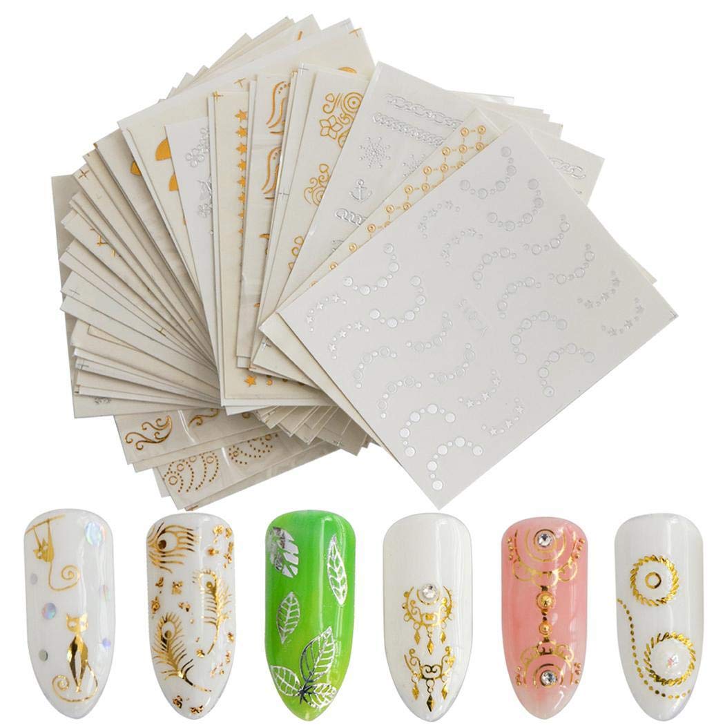 Zhuygba 30Pcs/Pack Nail Art Manicure 3D Decoration Nail Glitter Sticker Nail Decals Nail Art Designs Manicure Decals Gems Glitter Wraps for Women Girls