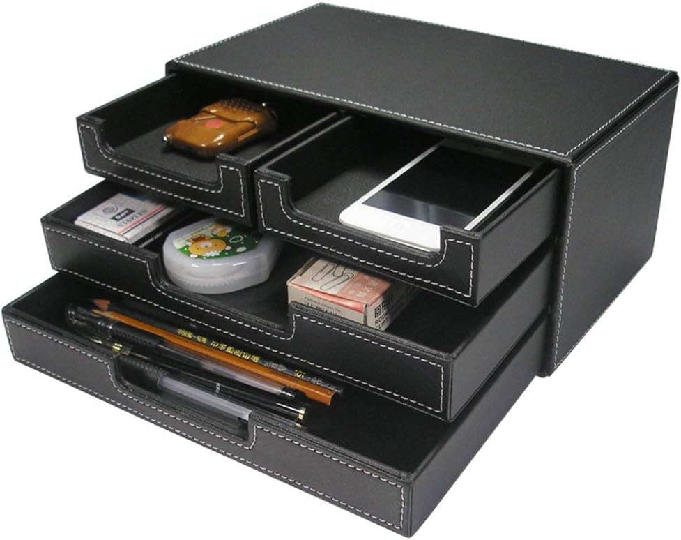 Amazon Com Kingfom Pu Leather Desktop Organizer For Office