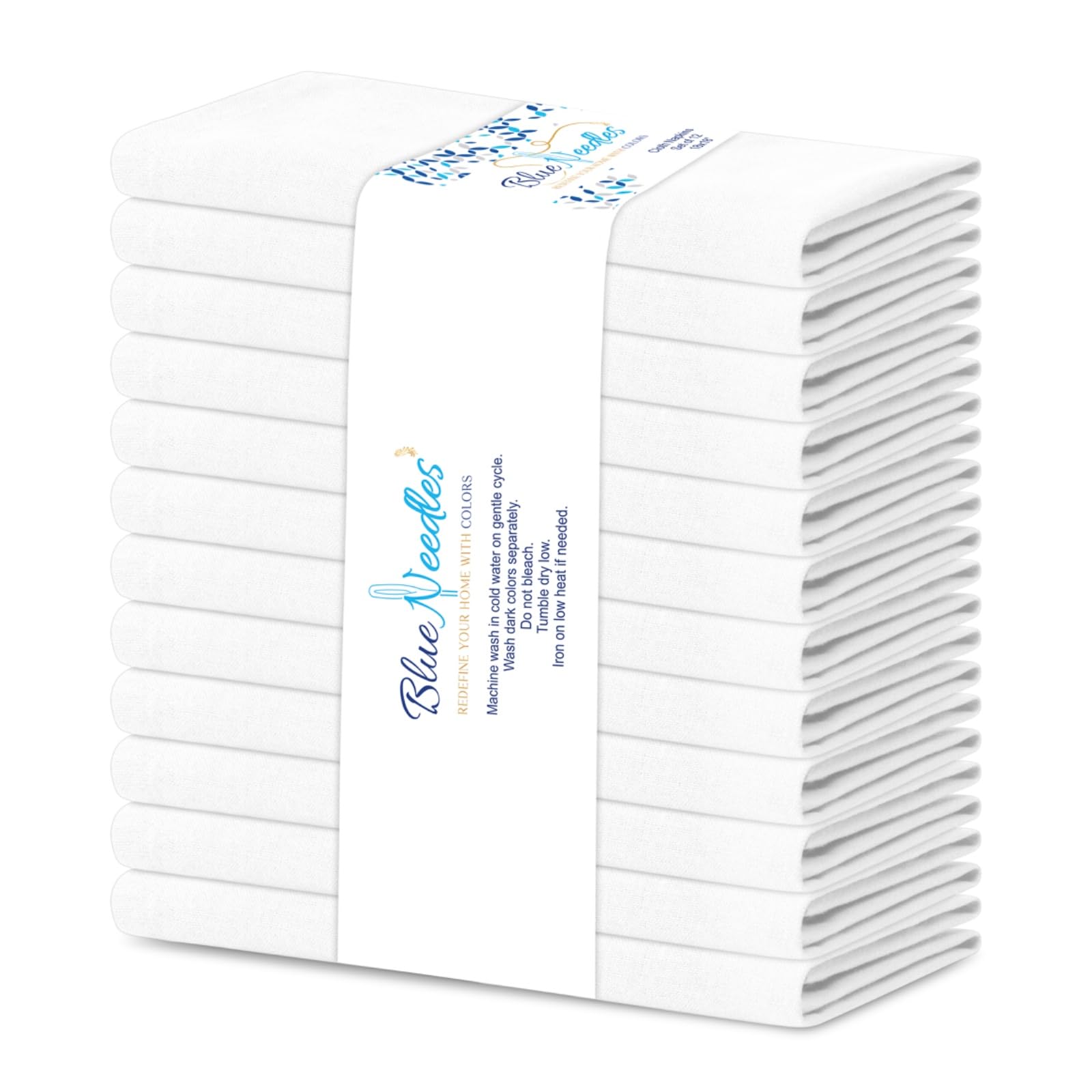 Photo 1 of **MAJOR DAMAGE - VERY STAINED**
Blue Needles Solid Cloth Napkins Set of 12 White 100% Cotton Dinner Napkins 18x18 inches - Soft, Reusable, Absorbent & Washable Fall Thanksgiving Linen, Ideal for Events, Parties & Everyday Use