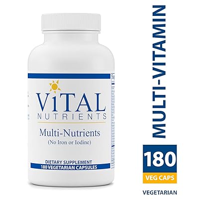 Hayati Besin Maddeleri - Çok Besin Maddeleri (Demir veya İyot Yok) - Güçlü Antioksidanlarla Kapsamlı Günlük Çoklu Vitamin / Mineral Formül - Şişe Başına 180 Vejetaryen Kapsül