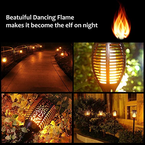 Lebote Solar Torch Lights,Solar Flame Lights Outdoor Flickering Flames Torches Lights Waterproof 96 LED Dancing Flames Landscape Decoration Lighting Solar Spotlights for Garden Yard Patio(2 Pack)
