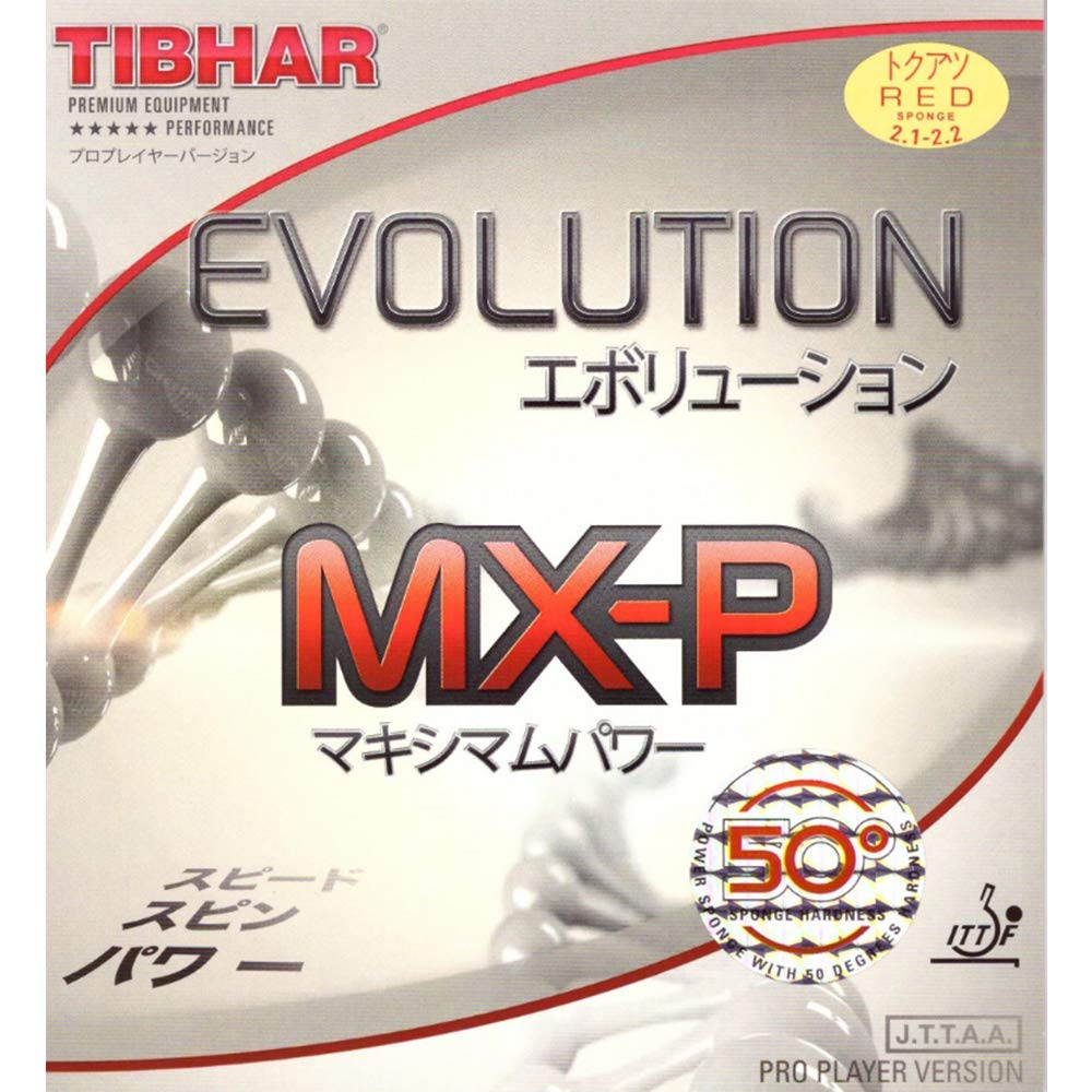 Tibhar Evolution MX-P 50 Table Tennis Rubber (Red, 2.1-2.2)