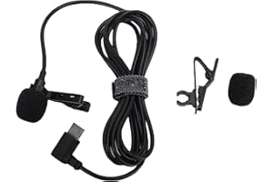 Jectse Lavalier Microphone, USB Type C Wired Lapel Mic with Noise Reduction Chip and Windproof Sponge for Smartphone Recordin