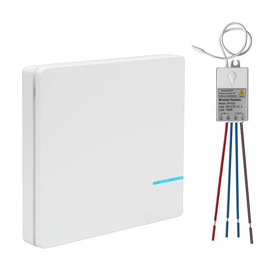 Wireless Funk Lichtschalter mit Sender Empfänger Kit, Außen 600 Meter, Drinnen 40 Meter Ferngesteuert led anzeige Haus Büro H