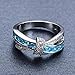 Rongxing Jewelry Cross Blue Aquamarine Diamond Women's White Gold Cocktail Ring Size 10