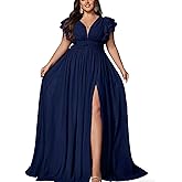 VOUIAO Women's Plus Size Bridesmaid Dresses Chiffon Wedding Guest Summer Maxi Dress Elegant Prom Evening Party Cocktail Gown