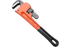 SHiND Heavy Duty Pipe Wrench, 12" Long, Up to 1-3/4" Universal Adjustable Jaw, Non-Slip Soft Grip Handle. Pipe Clamp, Pliers,