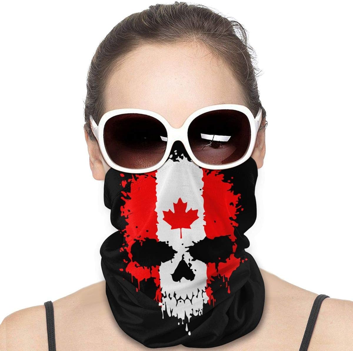 Canadian Flag Skull Bandana Balaclavas Neck Gaiter Face Cover Shield
