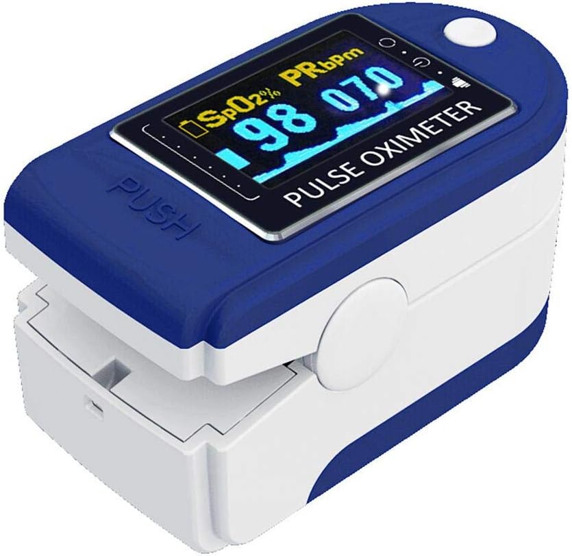 Fingertip Pulse Oximeter Oximetry Blood Oxygen Saturation Monitor with Batteries and Lanyard