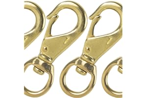 Faneta 3-1/4 inch Solid Brass Swivel Snap Hooks Clips with 3/4 inch Swivel Eye, #1, for Scuba Diving, Flag Pole, Lines, Bags, Belting, Leashes, Straps, etc. (Pack of 4)