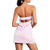 Floerns Women's Cut Out Back Strapless Satin Tube Bodycon Mini Dress Light Pink Medium