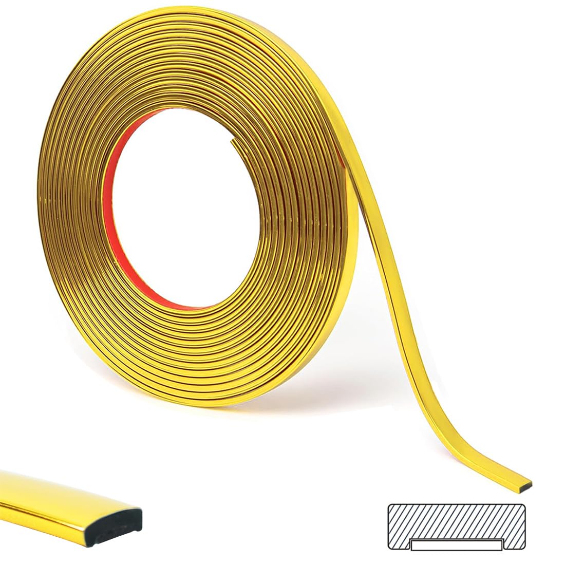 16.4 Ft Peel and Stick Trim,Flexible Peel and Stick Trim Molding,Molding Trim for Wall Tile Edges,Kitchen,Ceilings,Backsplash and Mirrior Frame Decor(Gold)