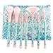 Glitter Makeup Brush Set, Coshine 7pcs Blue Crystal Glitter Makeup Brushes, Acrylic Handle Nylon Hair Makeup Tool Set With Crystal Glitter Pouch
