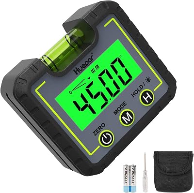Huepar Digital Level Box 0-360° Inclinometer with Magnetic V-Groove Base Bevel