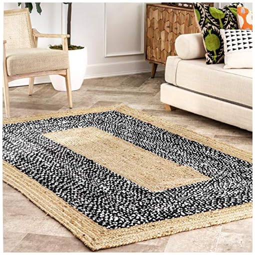 nuLOOM Lesha Natural Fiber Jute Area Rug, 5 ft x 8 ft, Black