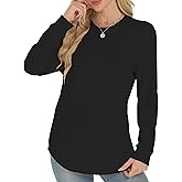 Long Sleeve Shirts for Women, Crew Neck Side Split Tunic Tops, Loose Fit T-Shirts Casual Tunic Pullover Trendy Clothes