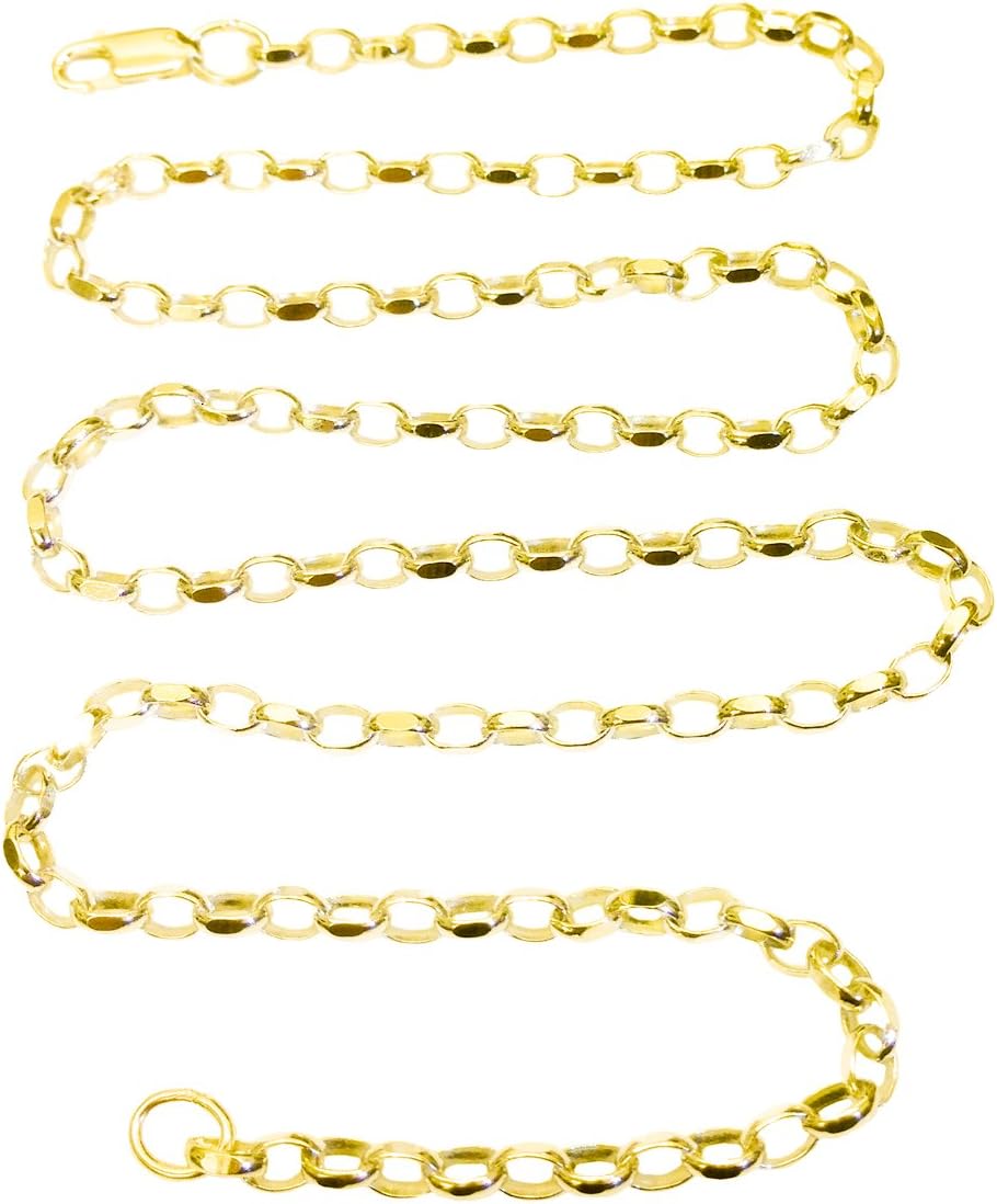 18K GOLD VERMEIL Solid Sterling Silver DIAMOND CUT Oval Link Belcher chain 3.5mm WIDE 7.5 INCH - 40 INCH