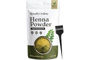 Shudh Online Organic Henna Powder for Hair Growth (200 Grams), Herbal Mehandi, Hena Powder for Hair, Mehendi, Natural black d