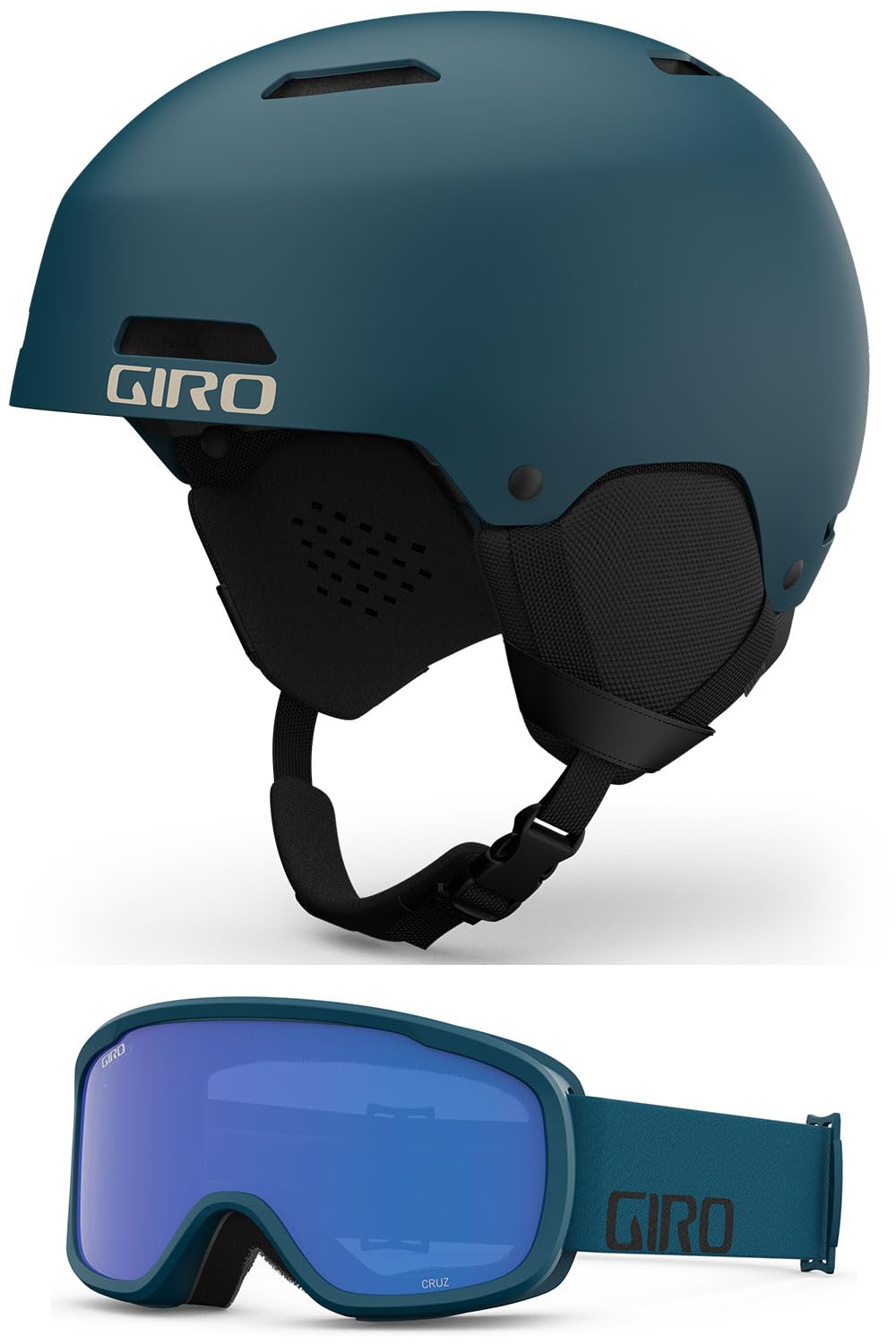 Giro Ledge Snow Helmet Goggle Combo - (Combo) Matte Harbor Blue - Black/Harbor Blue Wordmark - Size Large Image