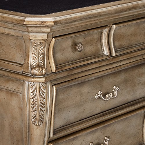 Acme Chantelle 7 Drawer Dresser with Granite Top in Antique Platinum The Home Kitchen Store