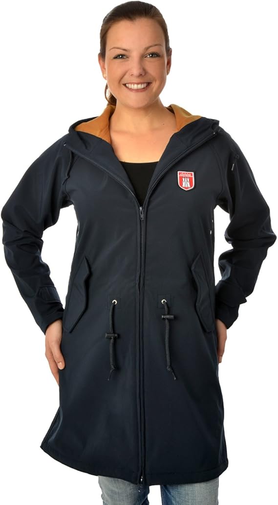 derbe Damen Jacke Island Friese (blau) Navy/Camel ...