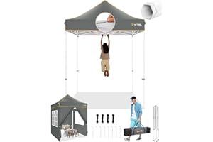 HOTEEL 6.6x6.6 Heavy Duty Pop Up Canopy Tent for Parties Event Wedding Commercial Instant Canopy with Carry Bag, Party Tent Waterproof UV 50+, Upgraded Thick Hexagonal Legs,Gray