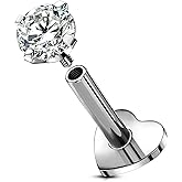 OUFER Body Piercing Titanium Flat Back Stud Earrings 16G Medusa Labret Jewelry Internally Thread Lip Stud Surgical Steel 5/6/8/10/12MM Helix Tragus Conch Cartilage Earring for Women Men