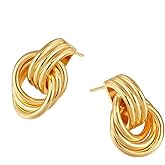 Gold Hoop Earrings for Women Hypoallergenic Lightweight Alloy Jewelry Chunky Dainty Hoop Stud Earrings Fashion Trendy Matching Gold Tone Gift