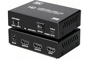 8K HDMI Splitter 1 in 2 Out,4k@120Hz 1x2 hdmi 2.1 Splitter for Dual Monitors (Not Extend) Support 8k@60Hz,4:4:4,48 Gbps,EDID,