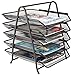 5-Tier Mesh Desk Letter Tray Organizer, Samstar File Holder Tray for Home Office, Slide Back and Forth, Black