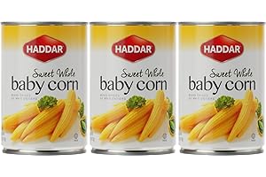 VALUBNDL: Haddar Whole Baby Corn Premium Canned Vegetables (Bulk 3-Pack) – 1.23kg Total (Three 410g Cans) – Crisp & Tender Yo