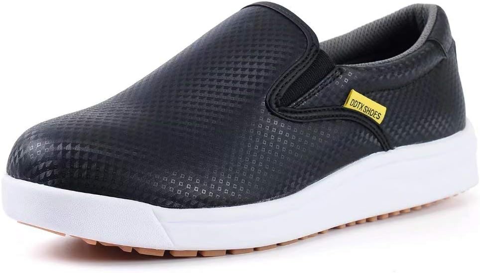 DDTXWork Kitchen Chef Shoes Unisex SRC Anti-Slip Oil and Water Resistant Anti Acid and Alkali Lightweight White&Black 3.5-12UK