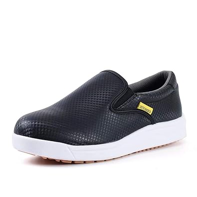 DDTX Kochschuhe Arbeitsschuhe Herren Unisex SRC Rutschfest Ölbeständig Anti-Splash Leicht Schwarz/Weiß