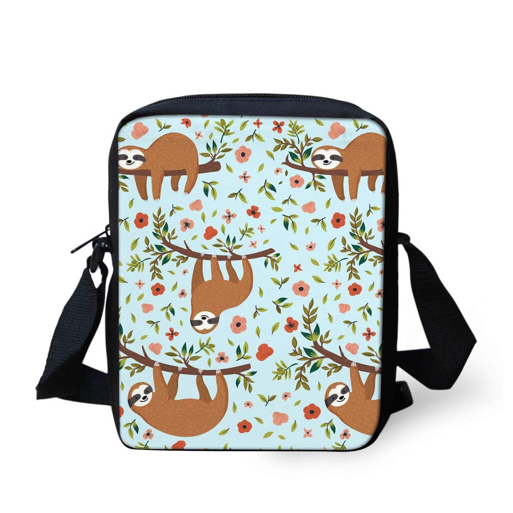 Coloranimal Small Travel Bags Mini Crossbody Handbag for Children Kids Girls Boys Kawaii Sloth Printed Messenger Purse