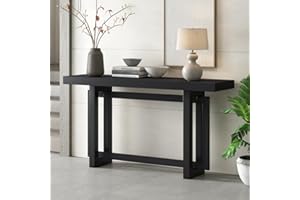 59.1'' Painted Entryway Table with Pine Veneer,Unique Triple Rectangle Design Console Table with Thick Pine Wood Legs,Extra L