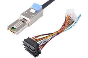 Heretom Mini-SAS SFF-8088 26P to 4 X SAS SFF-8482 29 Pin with Power Cable 2 Meter 6.6FT