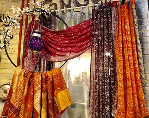 PLUM PURPLE CURTAIN Window Treatment Draperies Boho Curtains over 20 colors Sari panel 108 96 84 inch for bedroom living room dining room kids yoga studio canopy tent W GIFT bag PLUM Raspberry accents - Thumbnail 4
