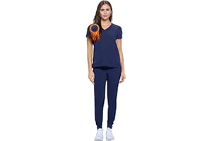 M&M SCRUBS Women's Essential Jogger Scrub Set Nursing Uniform Clearance Cool Stretch Scrub Top and Pant Workwear